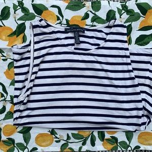Saks Fifth Ave Cream and Navy Striped Blouse